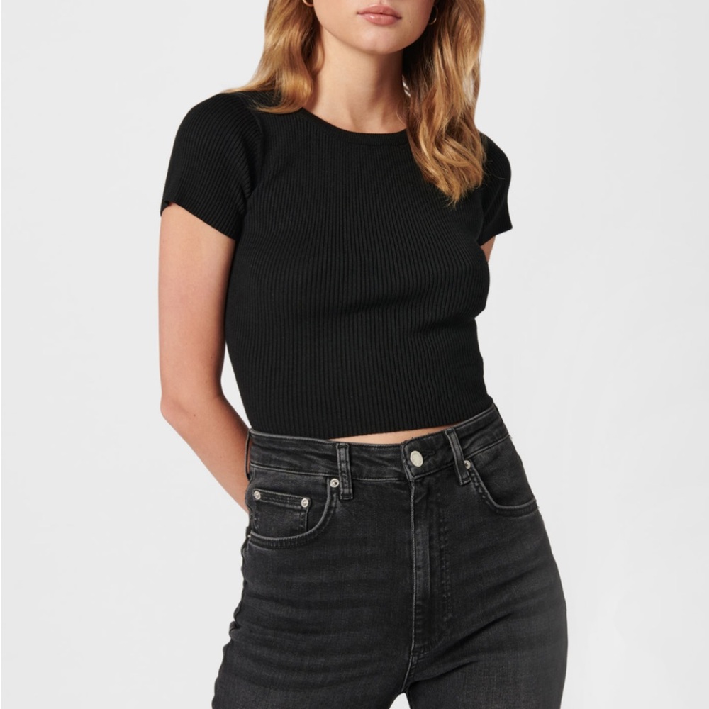 Black Ribbed Cut-Out Top - Picture 3 of 6